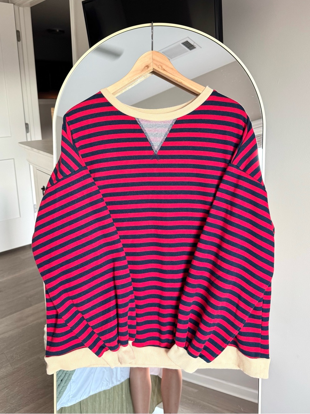 Oversized Striped Crewneck Sweatshirt